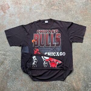 Vintage Chicago Bulls Teamwork Graphic T-Shirt Black XL USA Made Single Stitch